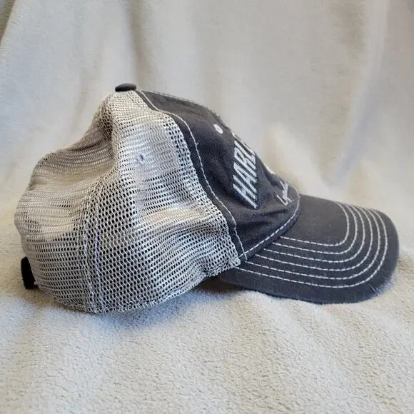 HARLEY DAVIDSON Hat Cap Trucker Gray Adjustable Hook-and-Loop Breathable Logo - Picture 2 of 8